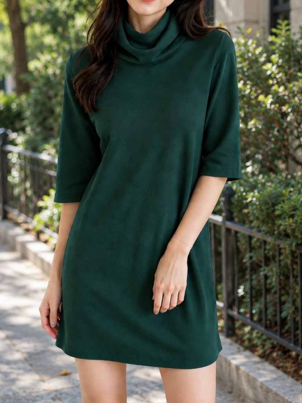 NWT Zara Dark Green Turtleneck Tunic Dress Size S